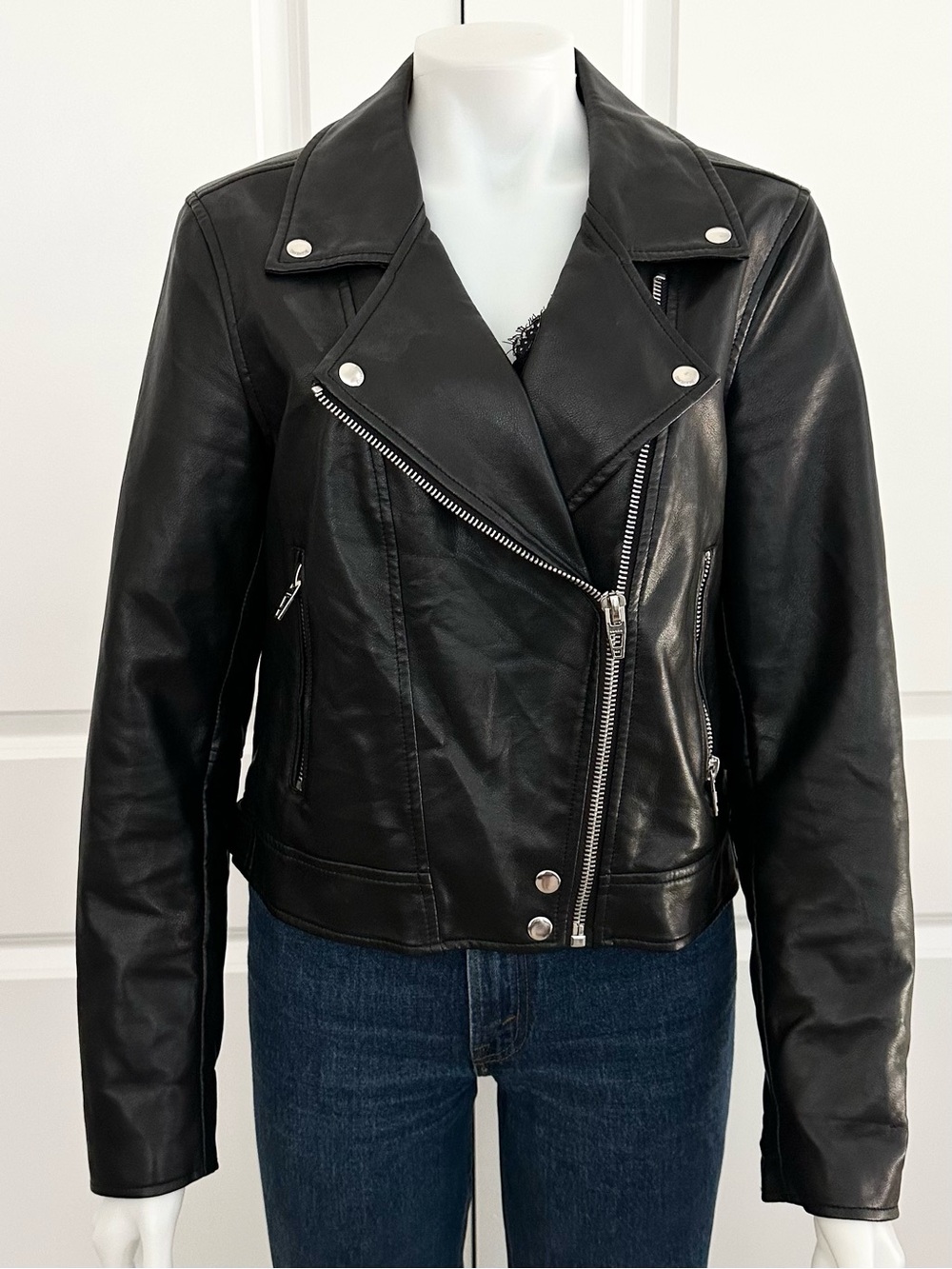 Blank NYC Vegan Leather Moto Jacket - Fall Black Faux Leather Motorcycle Jacket